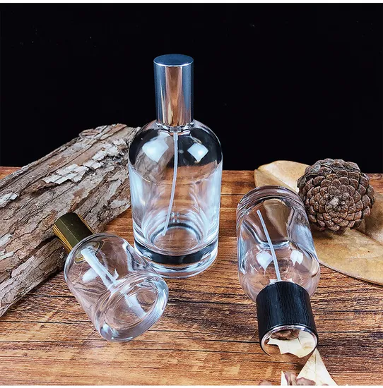 30ml 50ml 100ml 200ml Round Shape Big Size Glass Spray Bottle with Aluminum Spray Pump for Cosmetic Perfume Cosmetic Packaging 