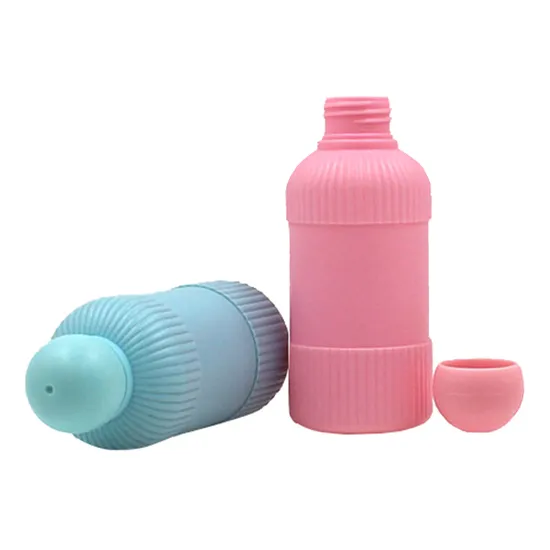 Wholesale Custom Nail Polish Remover Bottle HDPE Pink Blue 100ml Plastic Bottle with Cap 