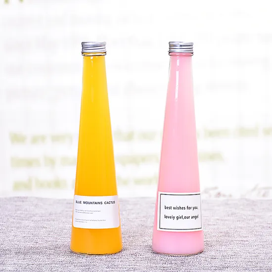 300ml Glass Milk Beverage Juice Water Bottle with Seal Lid 