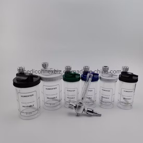 Hongqian Tech Oxygen Humidifier Bottles 250ml/350ml with Safety Valve and 121 Celsius Degree Autoclavable