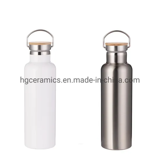 600ml Stainless Steel Water Bottle with Bamboo Lid 